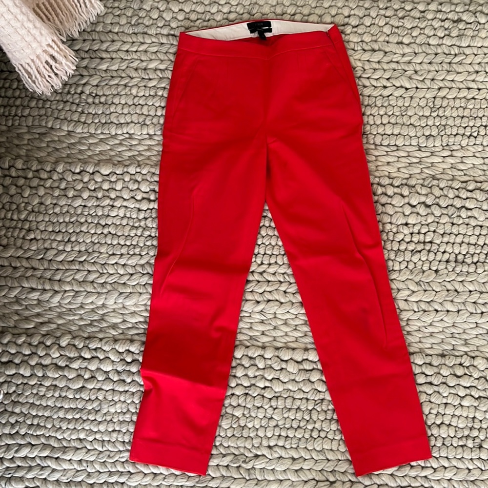 Bright red Martie pants J Crew size 00 - side zipper!